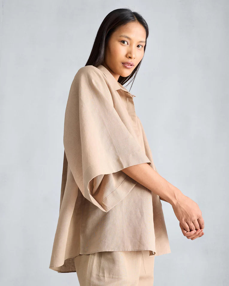The Drop Armhole Shirt Set – Understated Chic in Beige