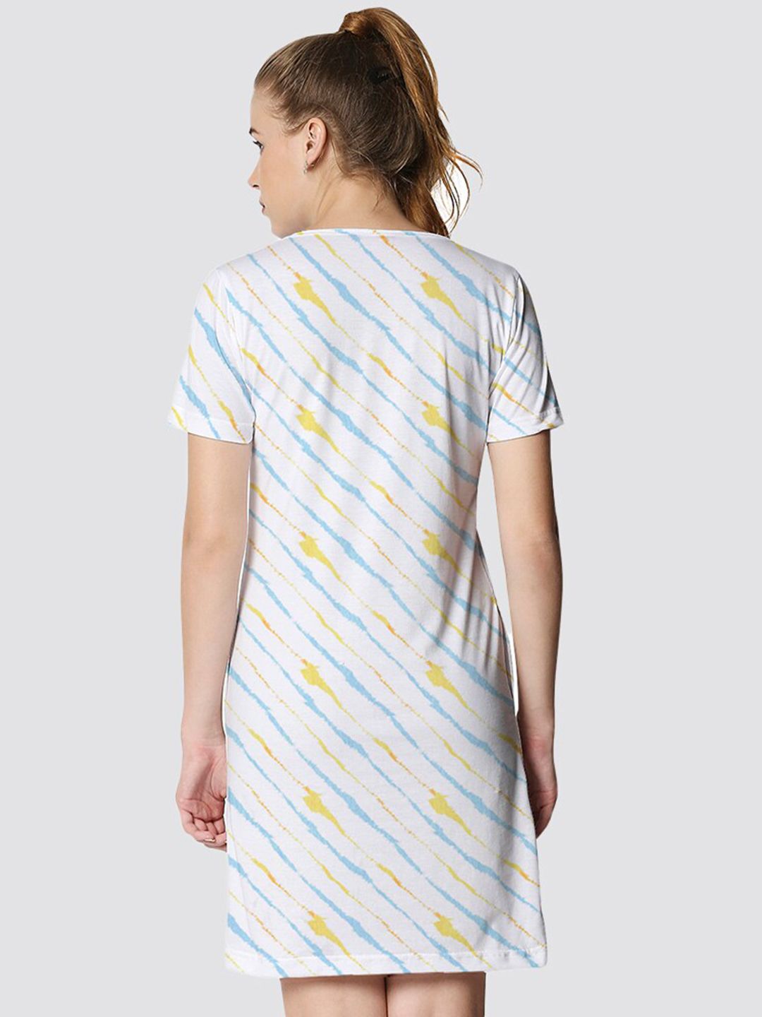 Batik Breeze – Striped Cotton T-shirt Dress